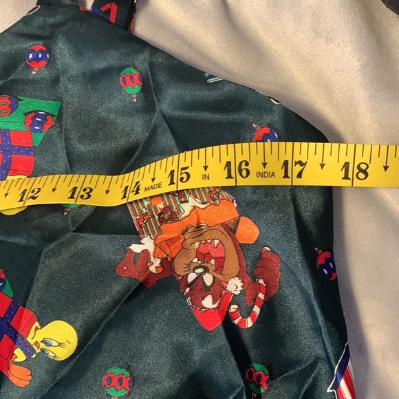 Vintage Looney Tunes hunter green size medium pajama slip dress Y2K Christmas - Picture 4 of 7